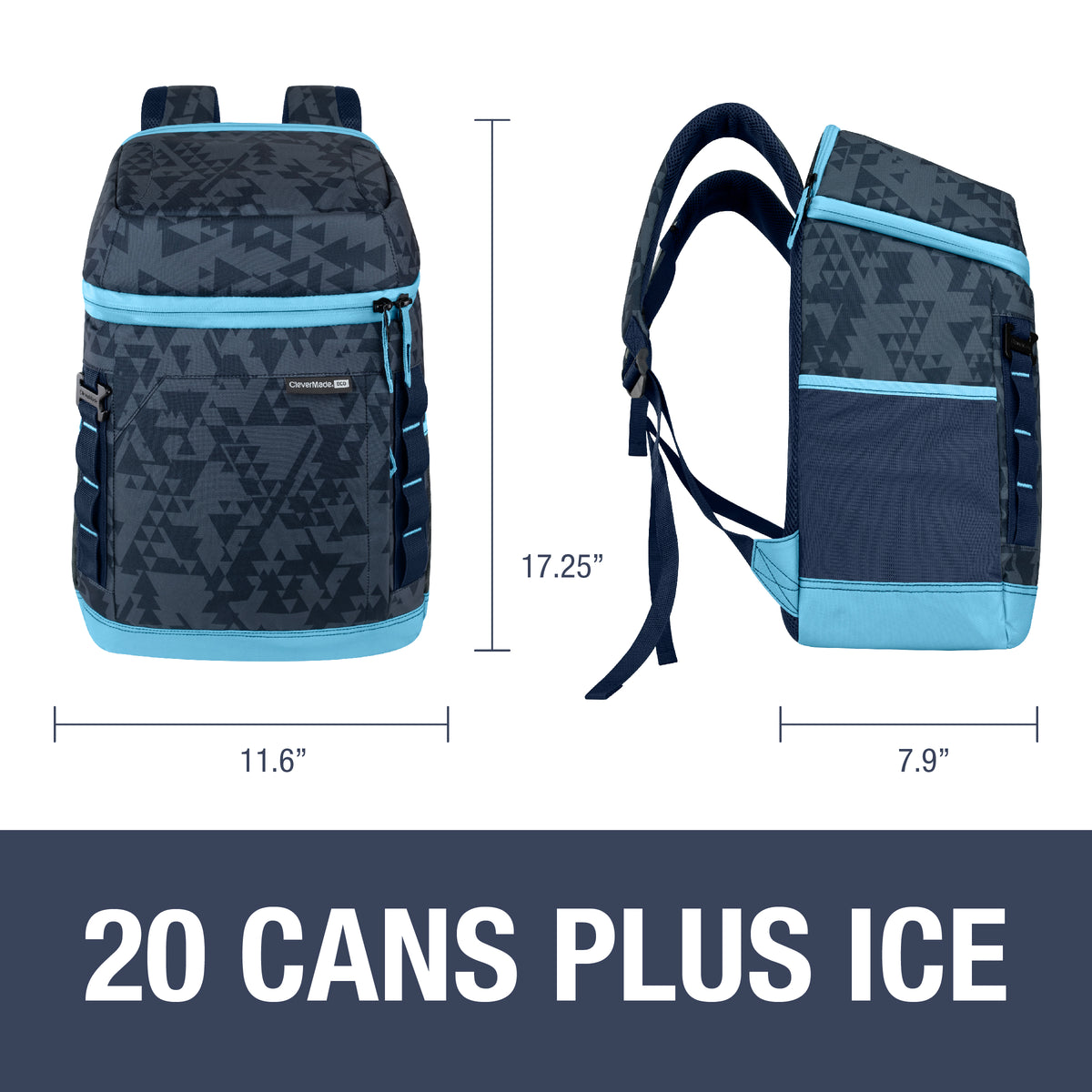 Large insulated cooler bag, 24 can capacity - Blue. Colour: blue