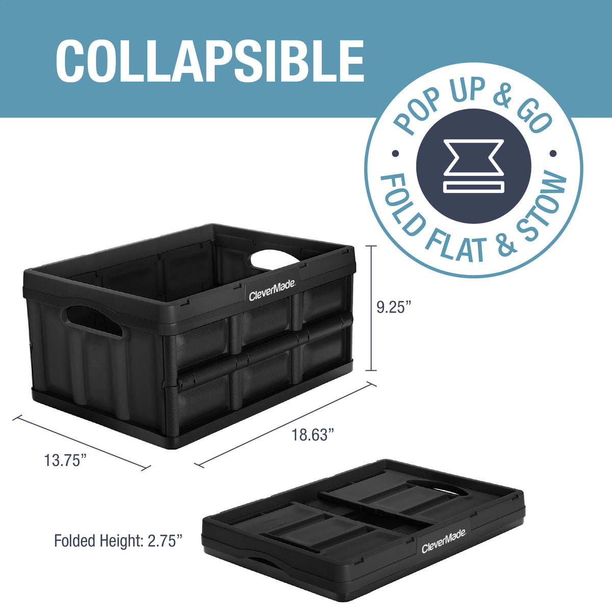  40L Collapsible Storage Bins - Folding Plastic Stackable  Utility Crates Covered Suitable For Bedroom Storage Car Storage Outdoor  Camping Storage Load-Bearing (Medium) : Automotive