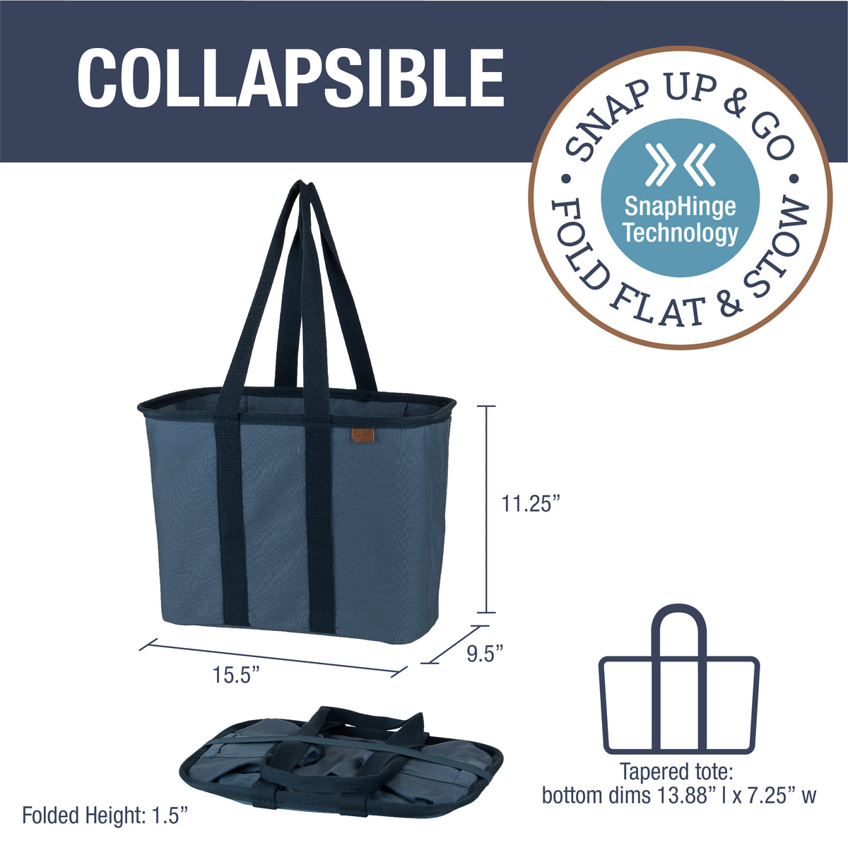 Clevermade Collapsible Luxe Tote - 2 Pack