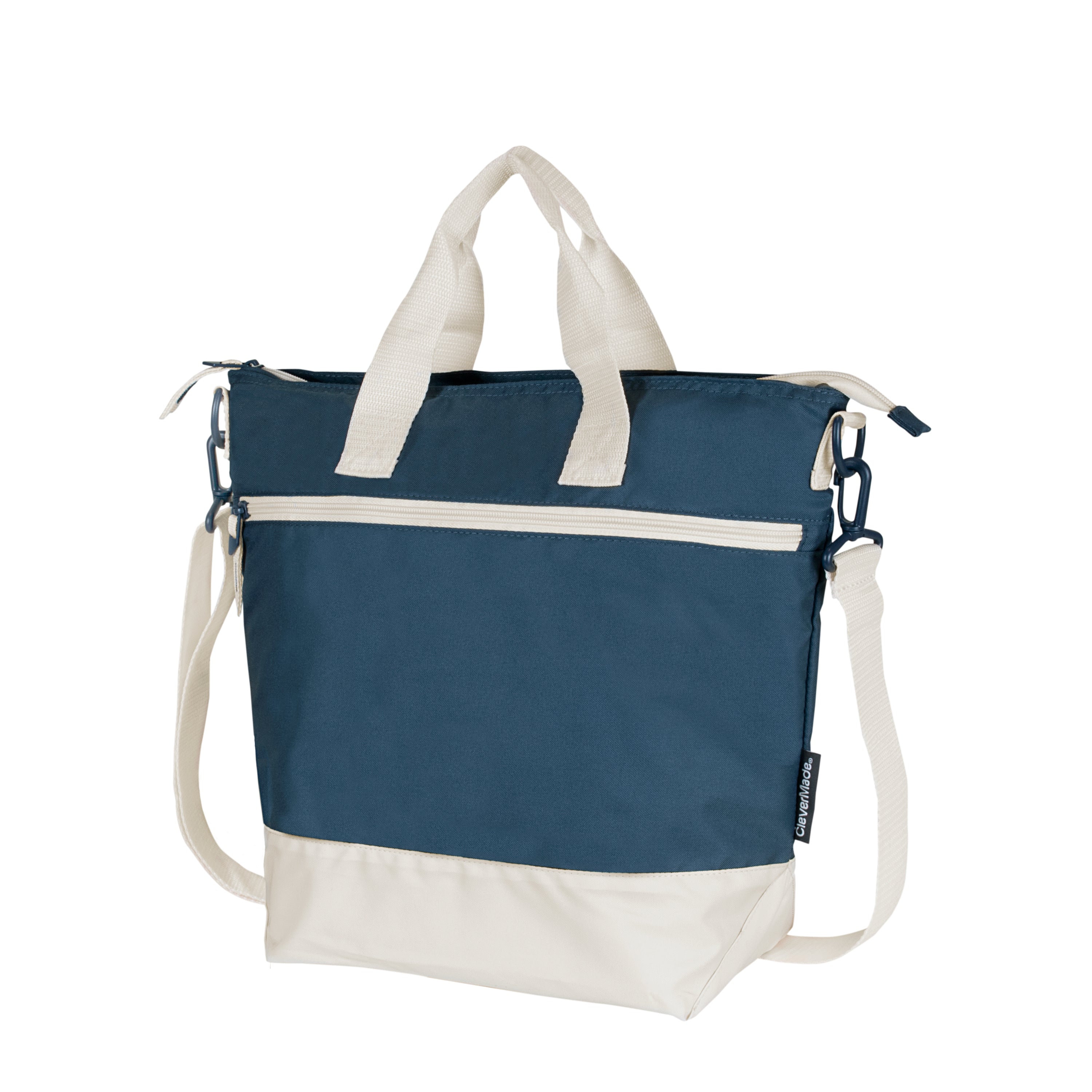 Clevermade 12 Can Soft Sided Cooler Tote, Navy Cream, Adult Unisex, Blue