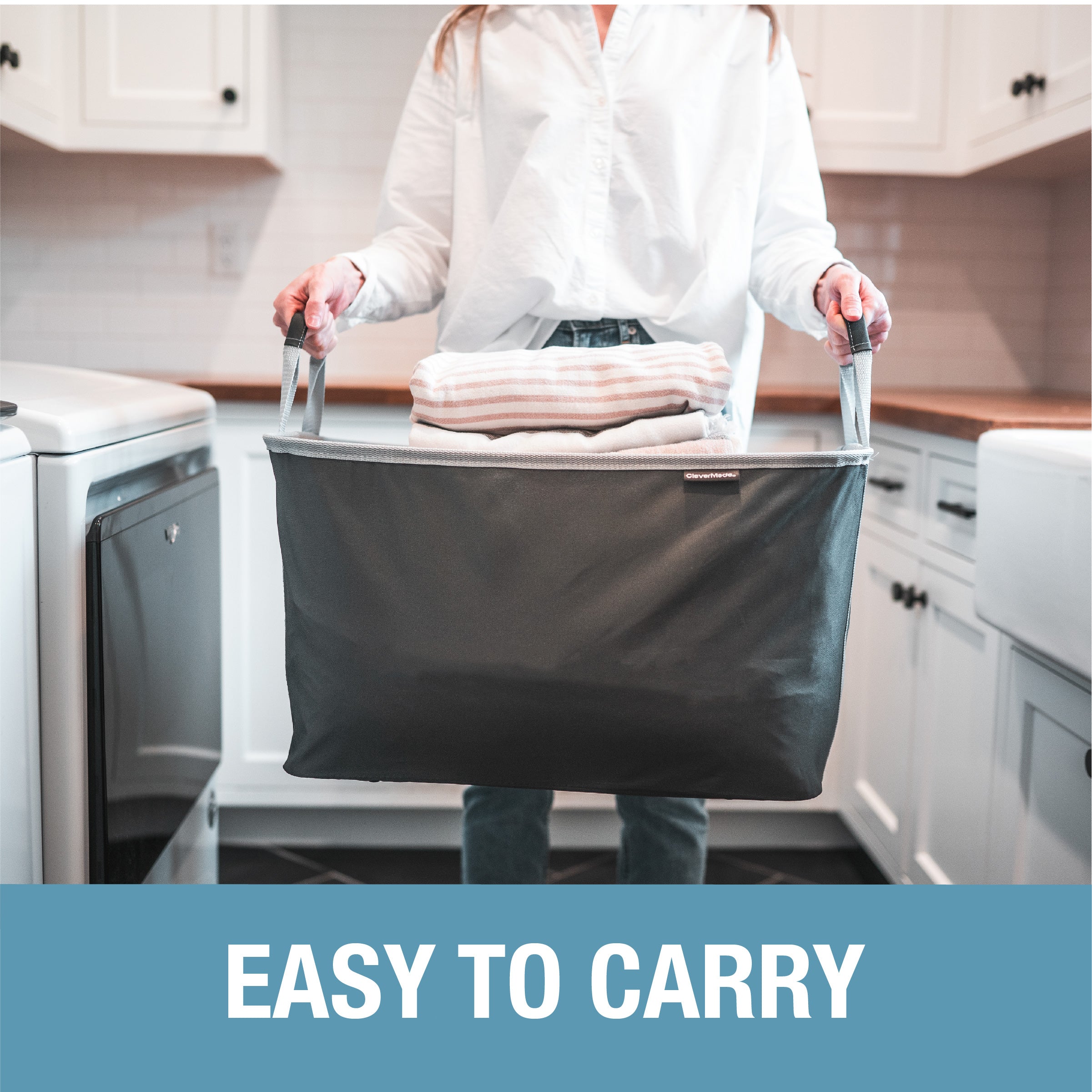 Clevermade Collapsible Laundry Caddy with Divider